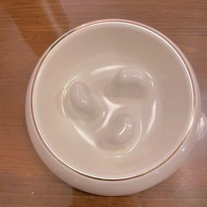 Frisco Melamine Slow Feed Dog & Cat Bowl with Gold Trim, Cream